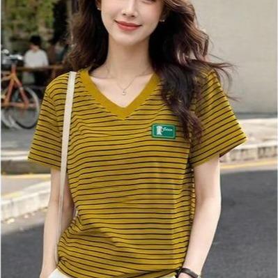 Áo Thun Cổ Tim Sọc ngang Free Size 45-75kg Co Giãn 4 Chiều Tôn Dáng Mềm Mịn Thoáng Mát Dễ Phối Phong Cách Borip Quảng Châu Chất Liệu Cao Cấp_thumbnail_3