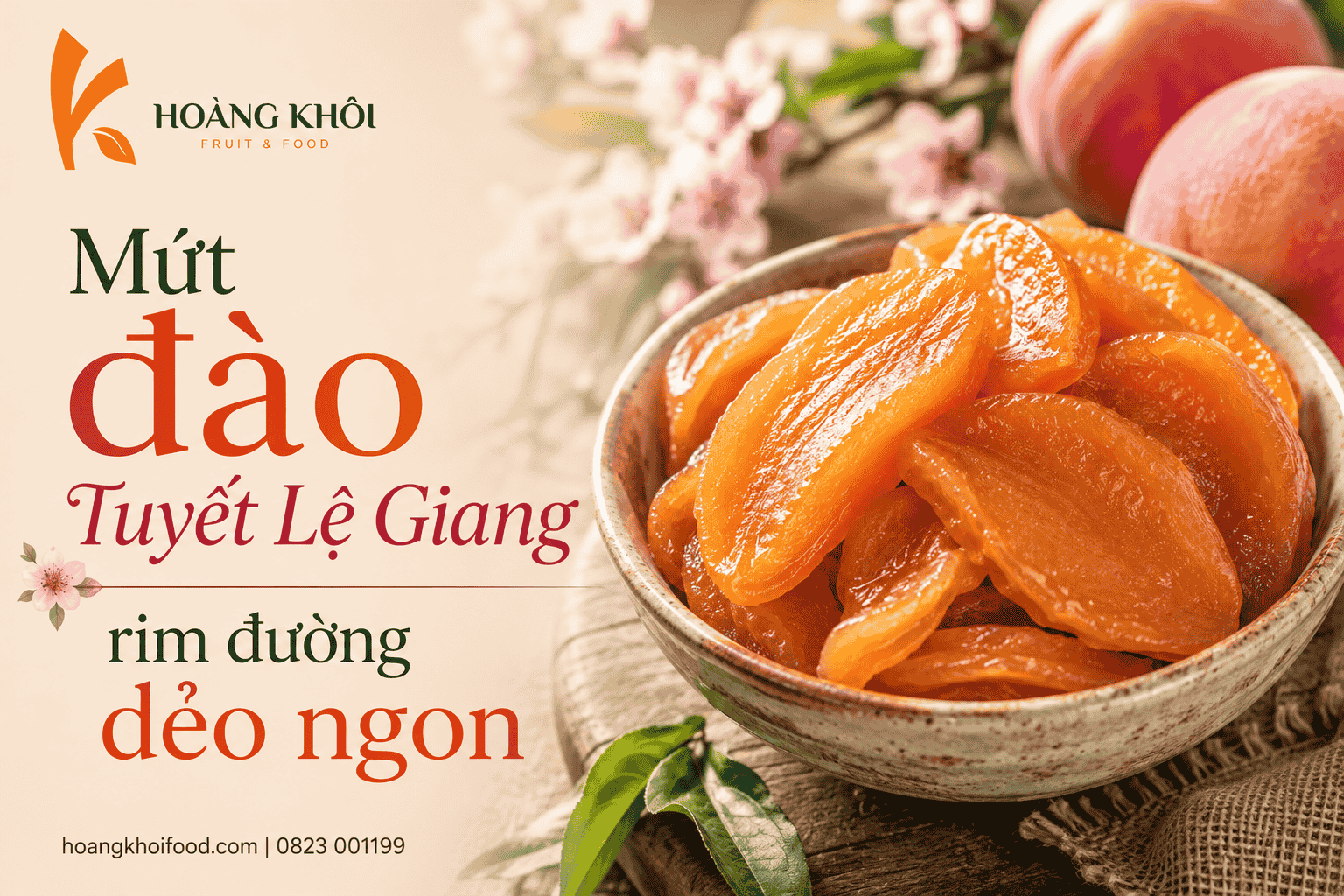 Mứt đào Tuyết Lệ Giang rim đường dẻo ngon