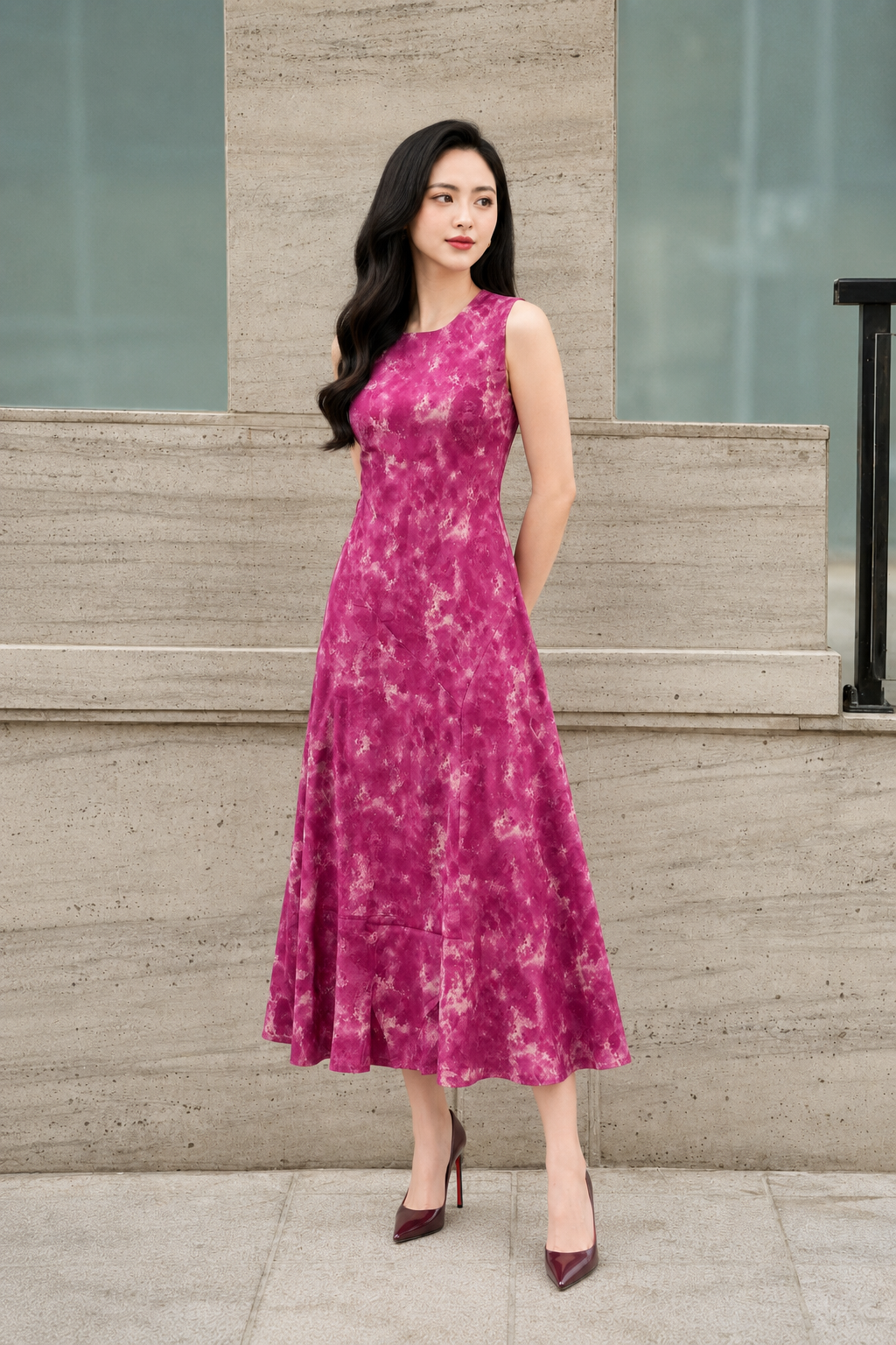 LV0407 - VÁY HỒNG