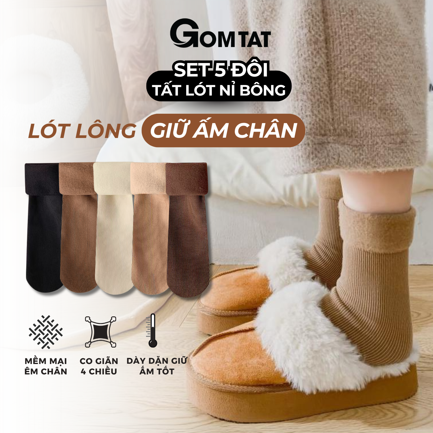 Combo 5 đôi tất lông cổ cao nữ giữ ấm GOMTAT, vớ nữ mùa đông chất liệu cotton mềm mại, thoáng khí - OAS-1709_thumbnail_2