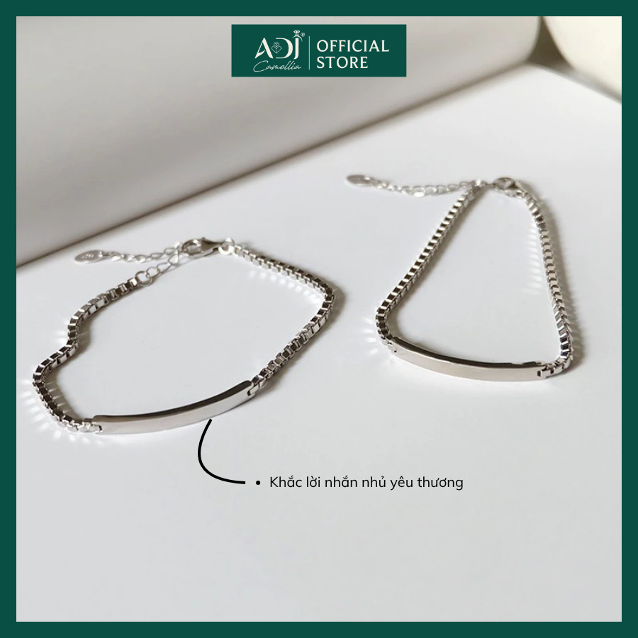 Vòng Tay Nam Nữ Bạc 925 ADJ Khắc Chữ Theo Yêu Cầu, Vòng tay đôi Bạc Thiết Kế Đôi Thời Trang - SLTC14639AD_thumbnail_2