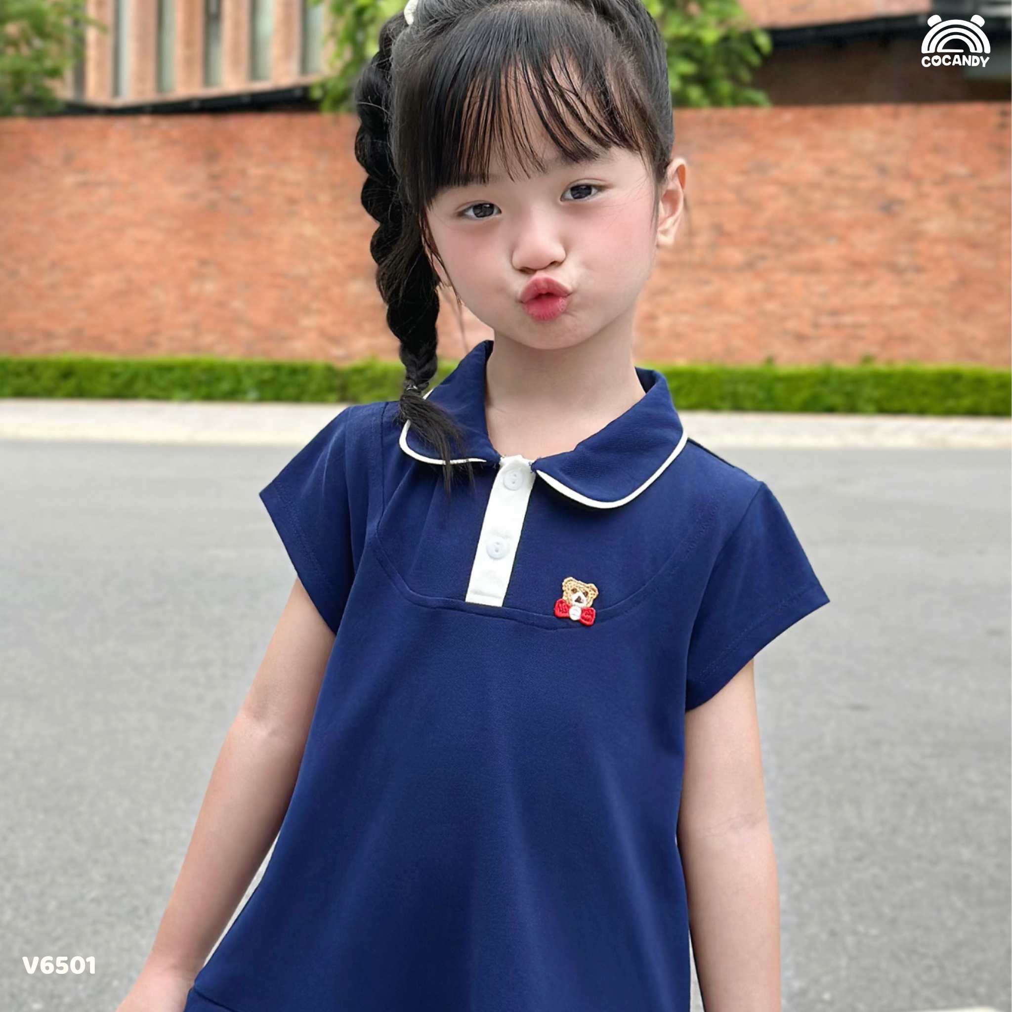 Váy cộc XANH NAVY cổ sen tag gấu_thumbnail_3