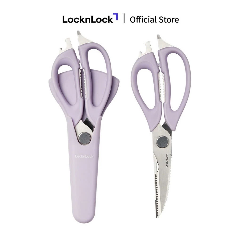Kéo Nhà Bếp Đa Năng LocknLock Kitchen Scissors LOR131, 2 Màu, Có Bao Đựng Từ Tính