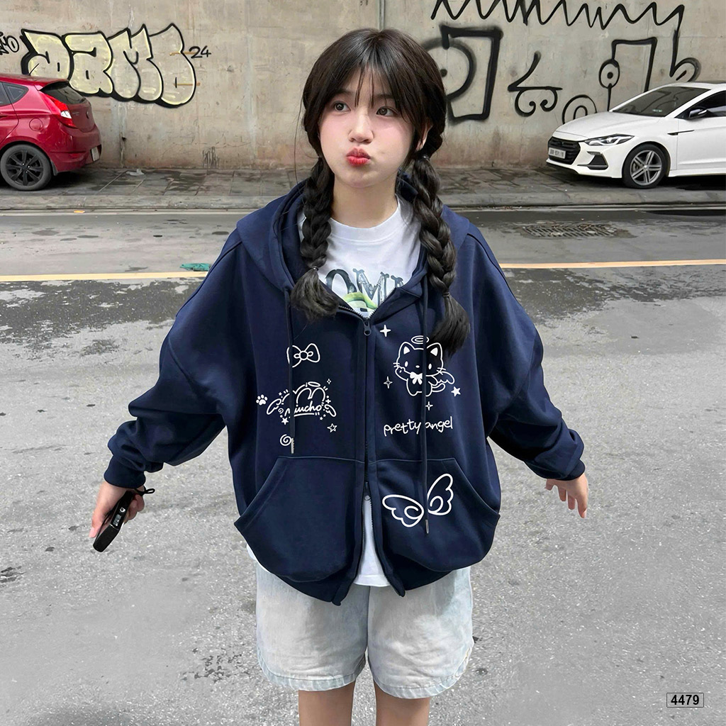 Áo hoodie zip Miucho form rộng basic nỉ 2 da 4479_thumbnail_5