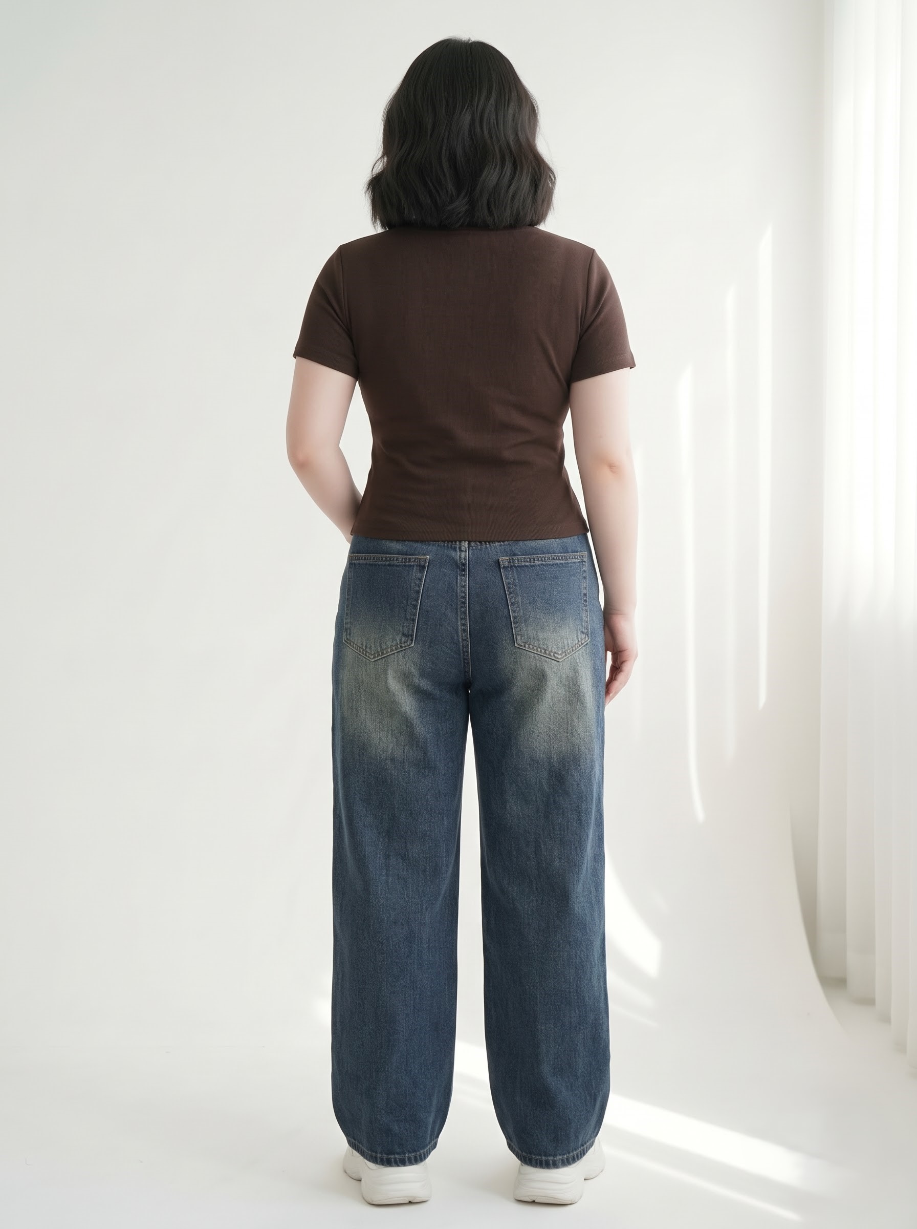 Quần Jean Suông Viền Đinh Bigsize Nữ Cá Tính, Không Co Giãn - Đậm, Nhạt - Vừa 55–90kg - T-QJ646_thumbnail_3