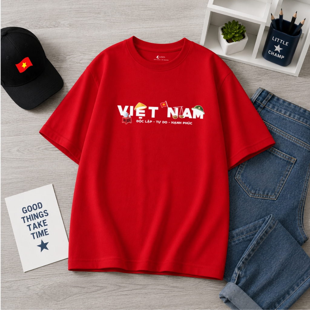 [Form Rộng] Áo thun Việt Nam đu concert Tổ Quốc Trong Tim, in cờ đỏ sao vàng - Loza G0416_thumbnail_1
