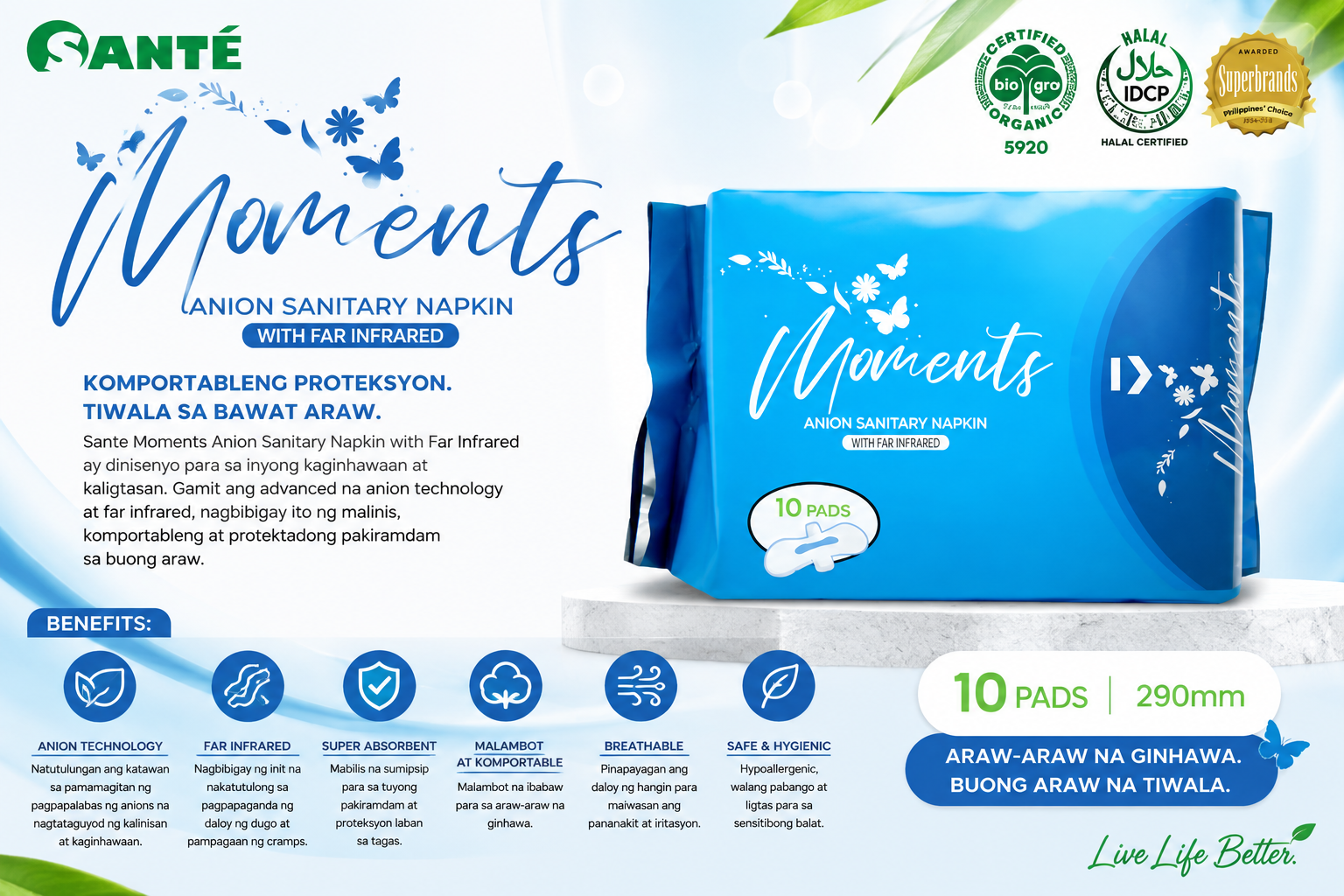 Sante Essentials (Primary) Moments Sanitary Napkin (10 pads)