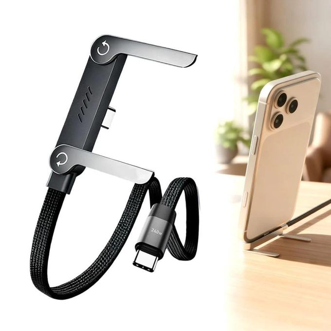 Cáp Sạc Nhanh C to C 60W dây dù, Kiêm Giá Đỡ Điện Thoại Gấp Gọn_thumbnail_10