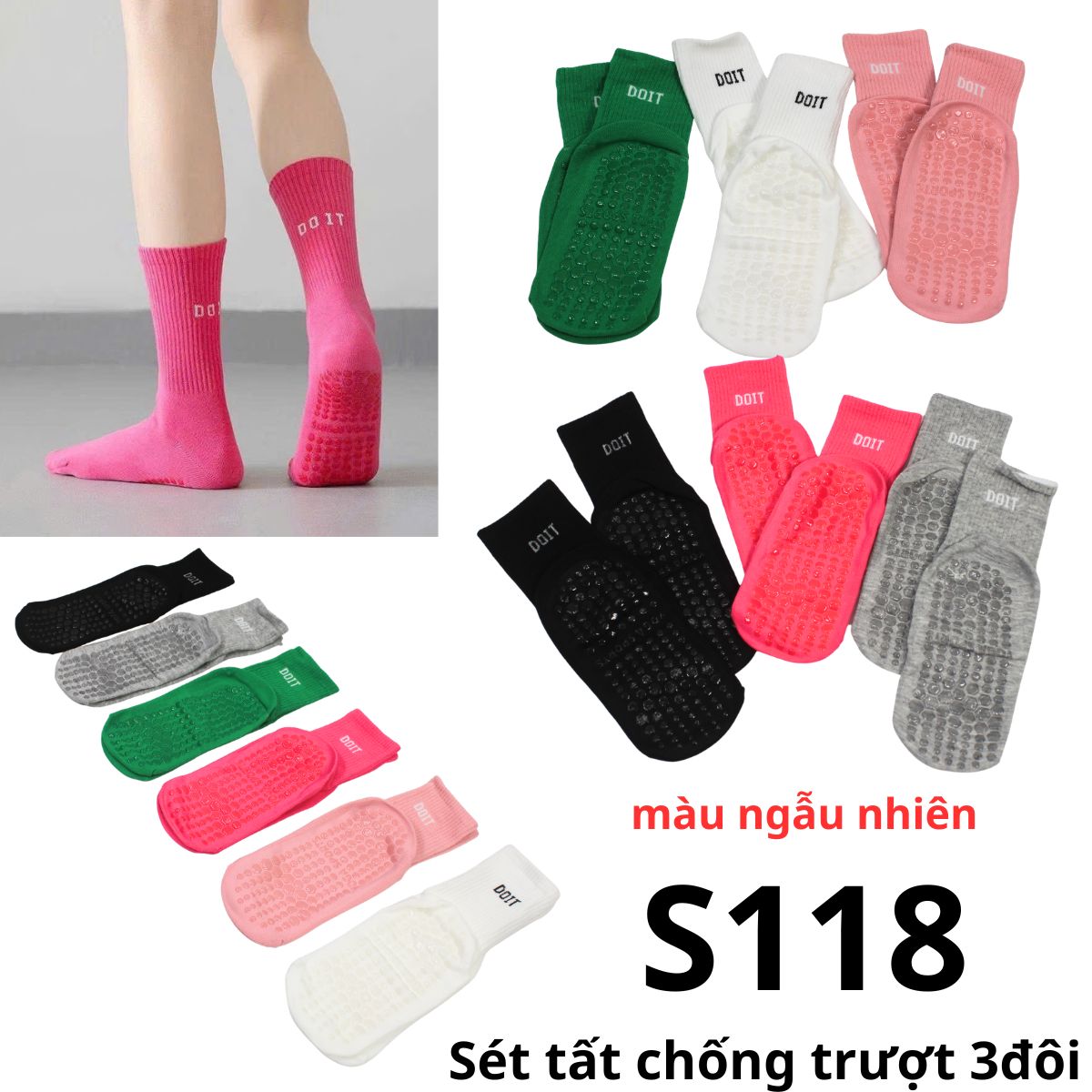 S118 - Sét tất chống trượt (3 đôi)