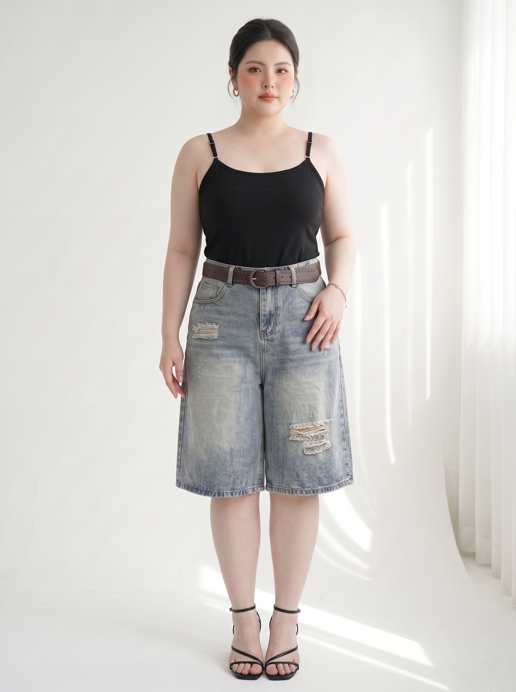Quần Lửng Jean Túi Hộp Thêu Bigsize Dáng A Rộng - Xanh Nhạt, Xanh Đậm - Vừa 55–90kg - T-QSJ76_thumbnail_3