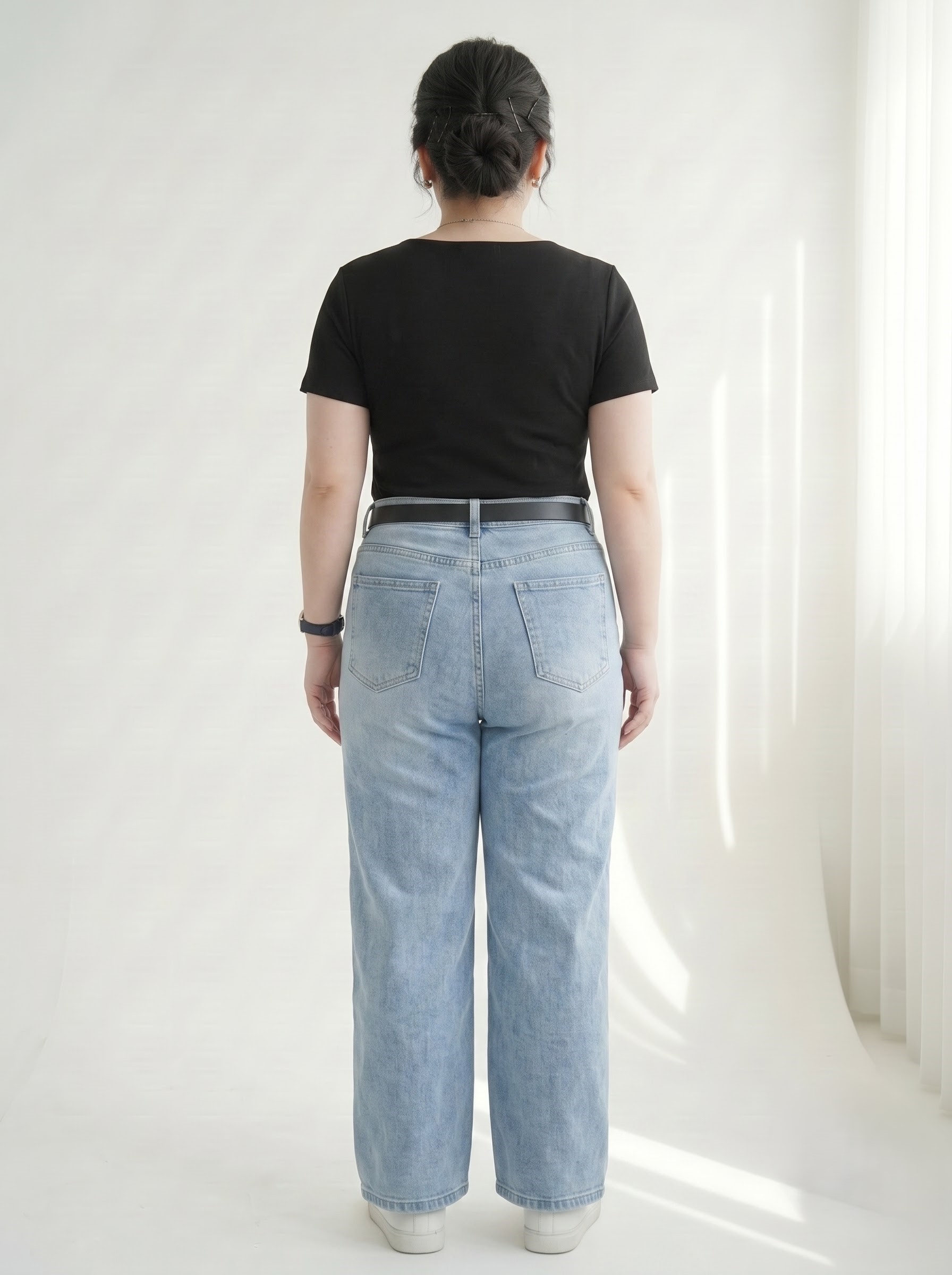 Quần Jean Ống Đứng Co Giãn Bigsize Cạp Cao Gọn Bụng - Xanh Nhạt/Xanh Đậm/Rêu - Vừa 55-90kg - V-QJ01_thumbnail_3