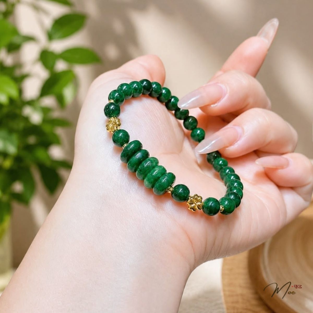 PT223 - Lắc tay Ngũ điếu Cỏ 4 lá xi vàng (nhiều loại đá)_thumbnail_2