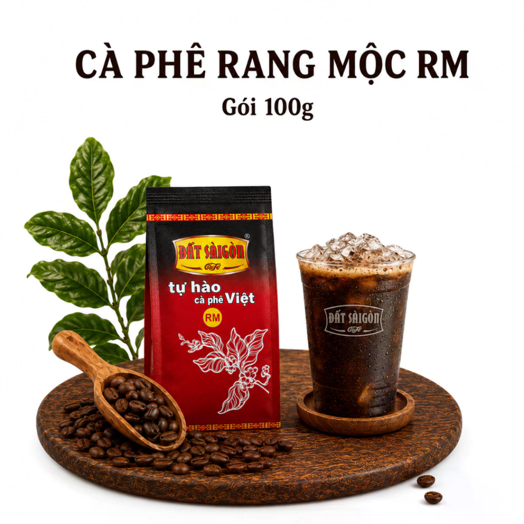 RM- 100g Cafe Ro + Moka Dành Cho Quán Café Pha Máy Tạo Lớp Crema Dầy Vàng Óng