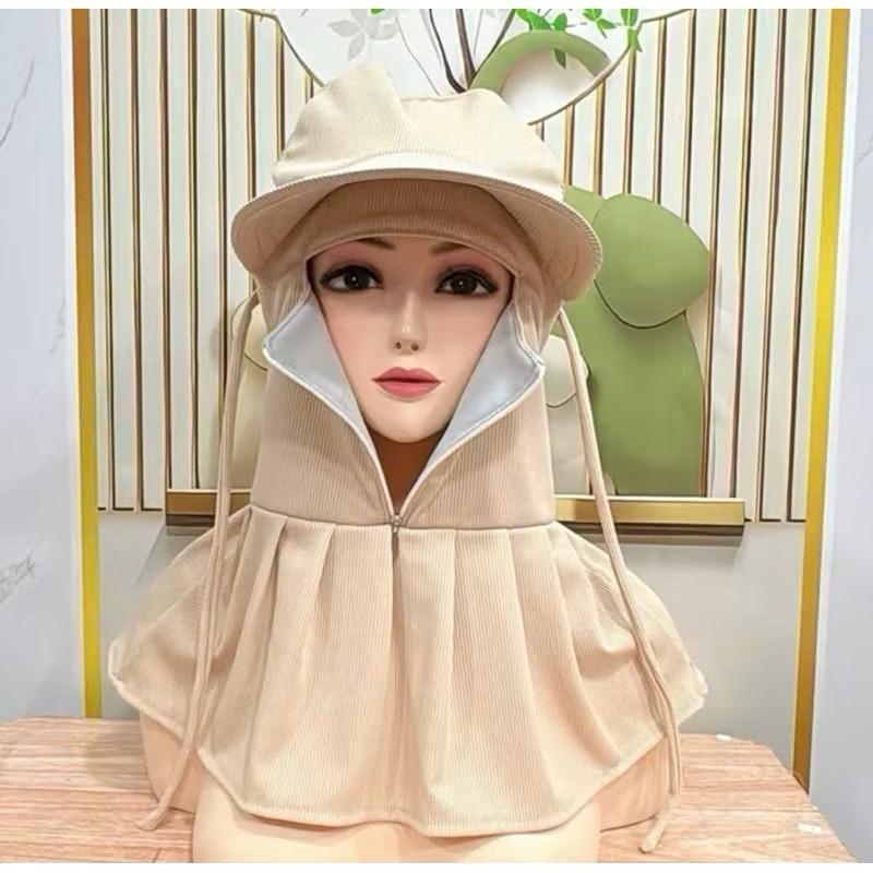 Nón che nắng vành rộng dây kéo giữa chống nắng bảo vệ da, siêu mát tiện lợi - Mũ khẩu trang khóa