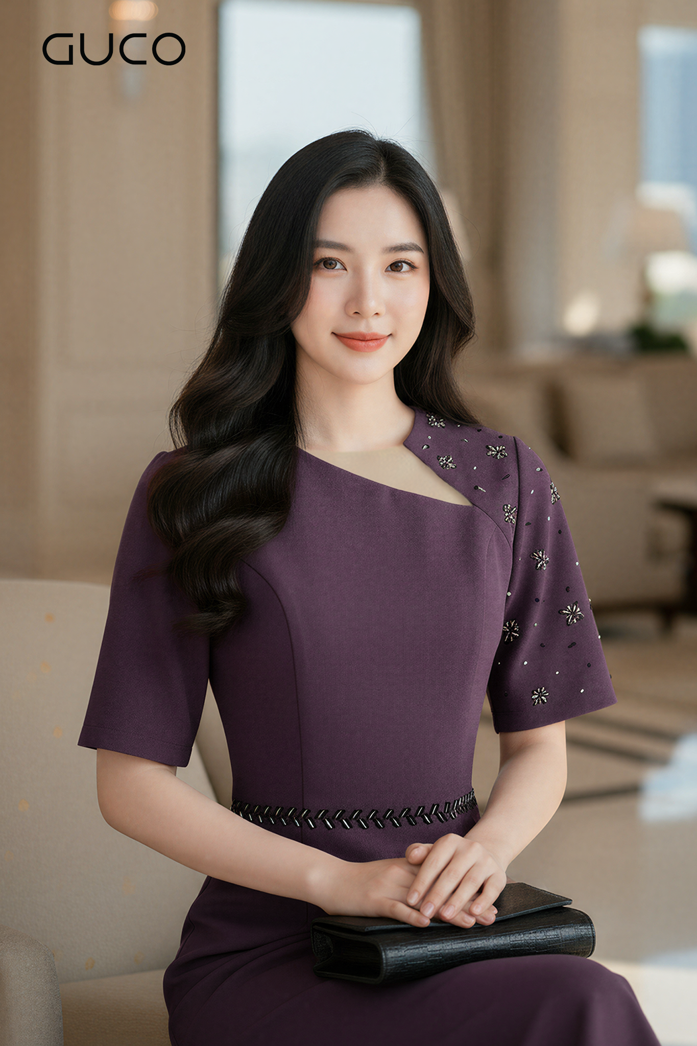 GUCO Đầm Body Tím Đính Đá_thumbnail_1