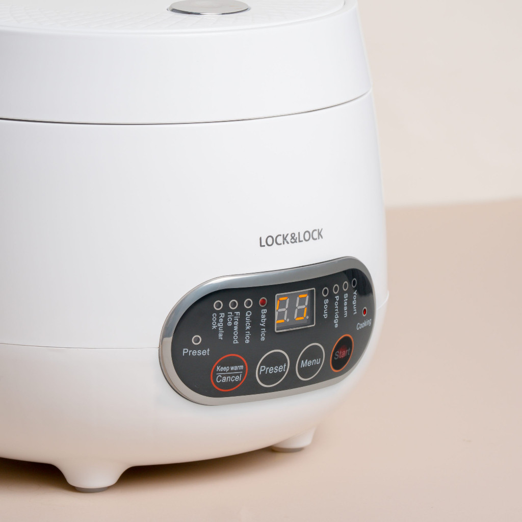 Nồi cơm điện kỹ thuật số Lock&Lock Digital Rice Cooker 0.8L, 220V~, 50Hz, 300W - Màu trắng