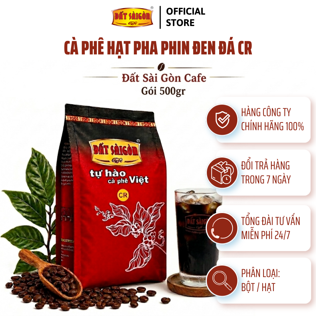 CR- 500g Cà Phê Hạt Pha Phin Đen Đá của Đất Sài Gòn Thêm Chút Caramen, Bơ Pháp_thumbnail_3