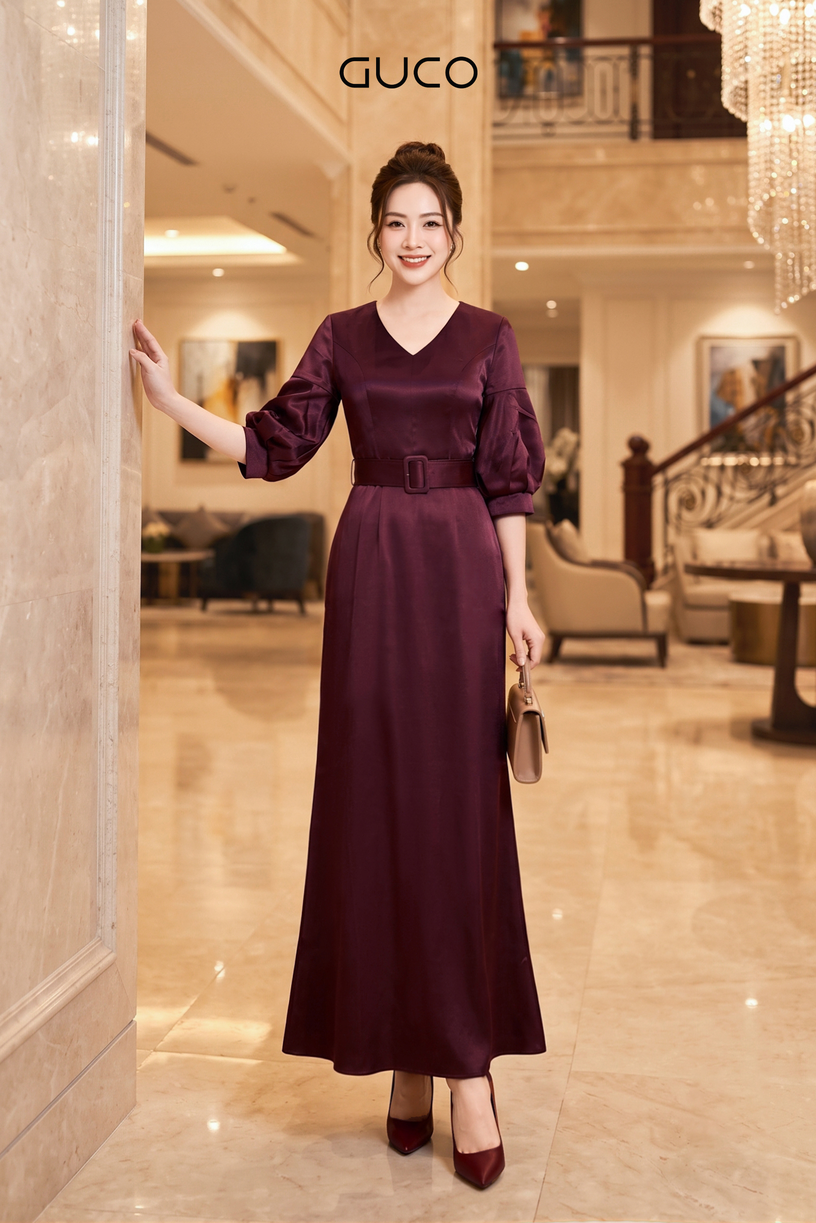 Đầm Dự Tiệc  ĐôTay Bồng Bo Chun Phối Đai Eo - 5270_thumbnail_3