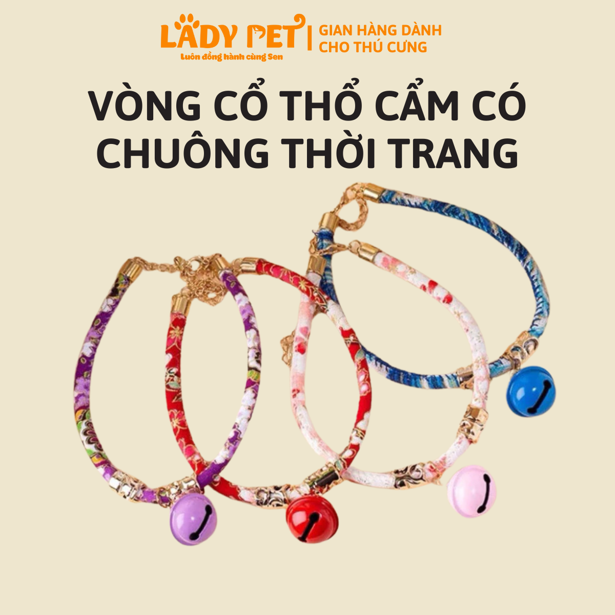 Vòng Thổ Cẩm Có Chuông Cho Chó Mèo