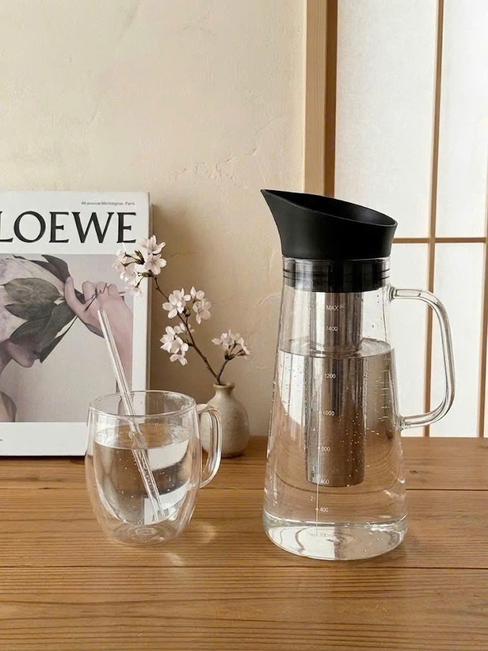 Bình Thủy Tinh Lõi Lọc Inox Momiji 1500ml