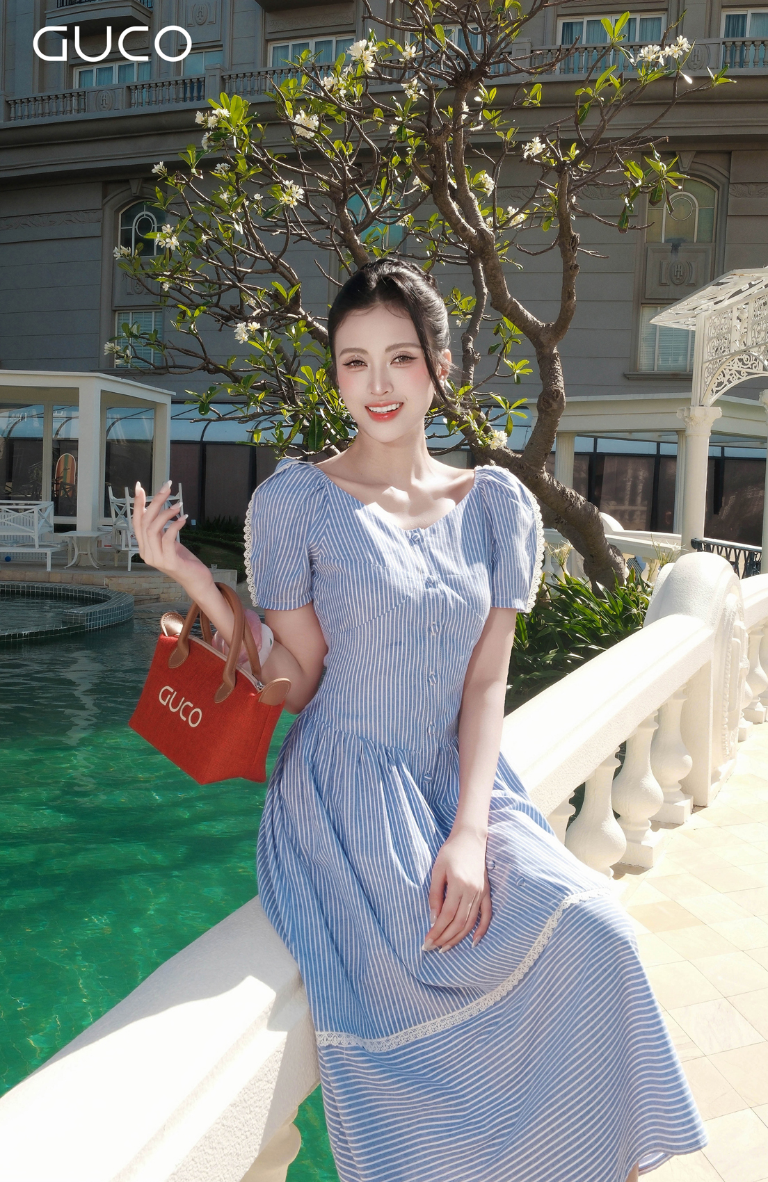 GUCO Đầm Midi Sọc Xanh Nàng Thơ - 5155_thumbnail_1