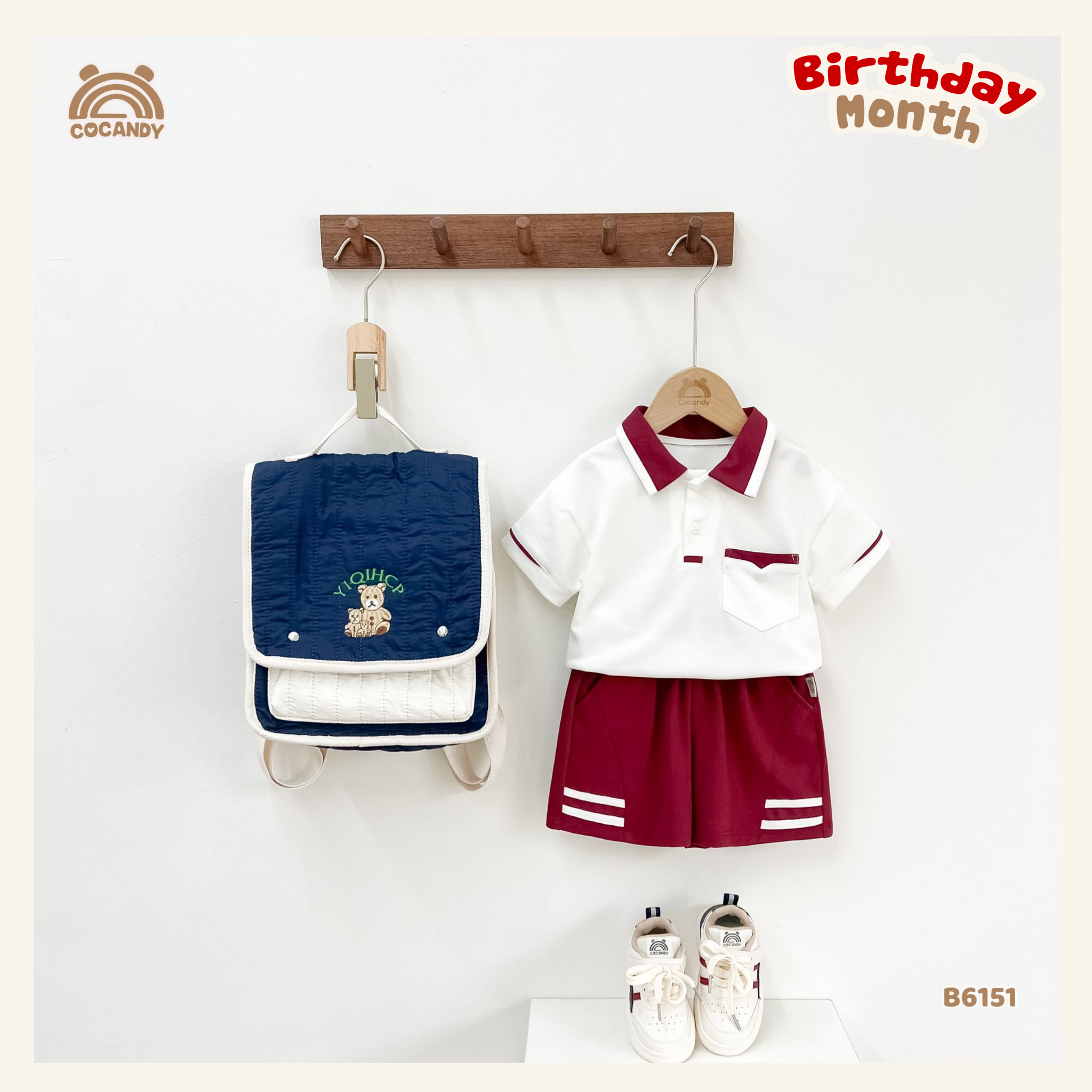 Bộ cộc polo TRẮNG phối đỏ túi ốp