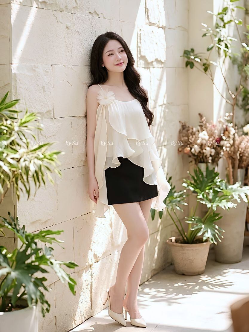 M33 - Set Áo Tơ Li Tầng & Chân Váy Thanh Lịch
