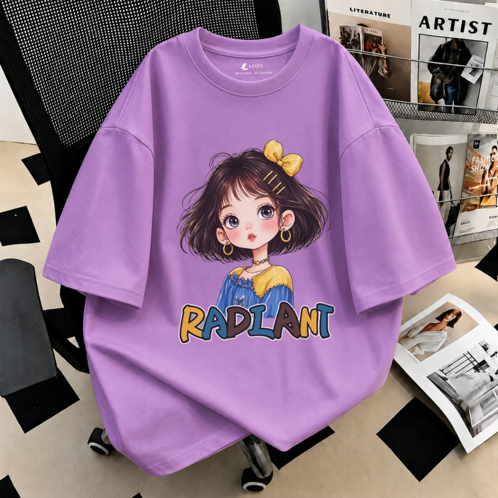 [Form Rộng] Áo phông nữ dáng rộng Mẹ & Bé hình cô gái - Loza AT-RT3675_thumbnail_5