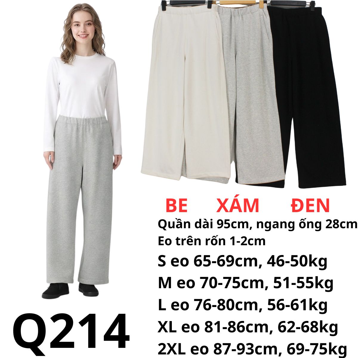 Q214- Quần suông lưng thun