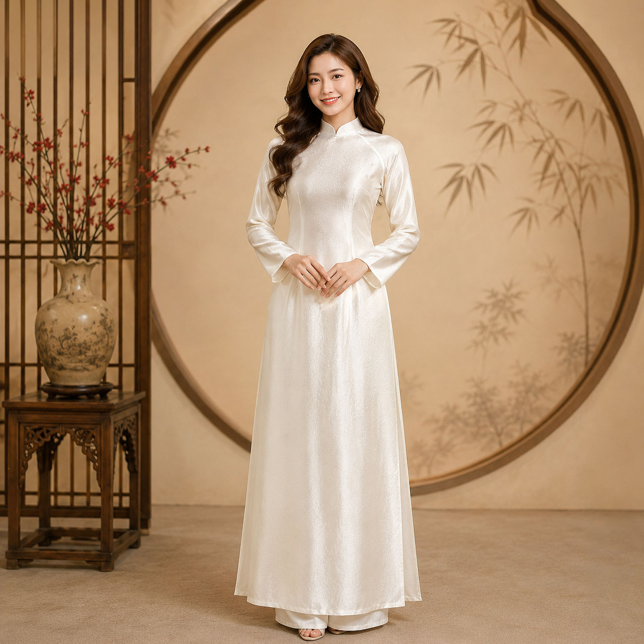 Áo Dài Truyền Thống Nữ Tằm Ánh Cao Cấp Nhiều Màu  TT26-01_thumbnail_8