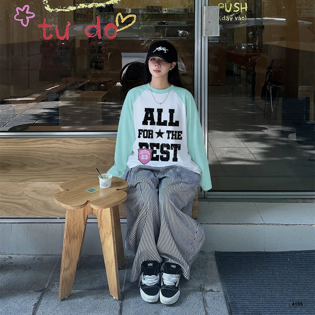 Áo thun boxy tay dài phối raglan All for the best Miucho 4195_thumbnail_2