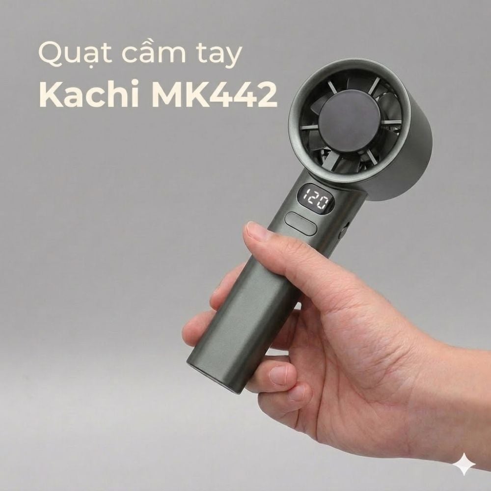 Quạt Cầm Tay Kachi MK442 – 120 Cấp Độ Gió Tuabin, Màn Hình LED Hiển Thị Pin, Bảo Hành 18 Tháng_thumbnail_3