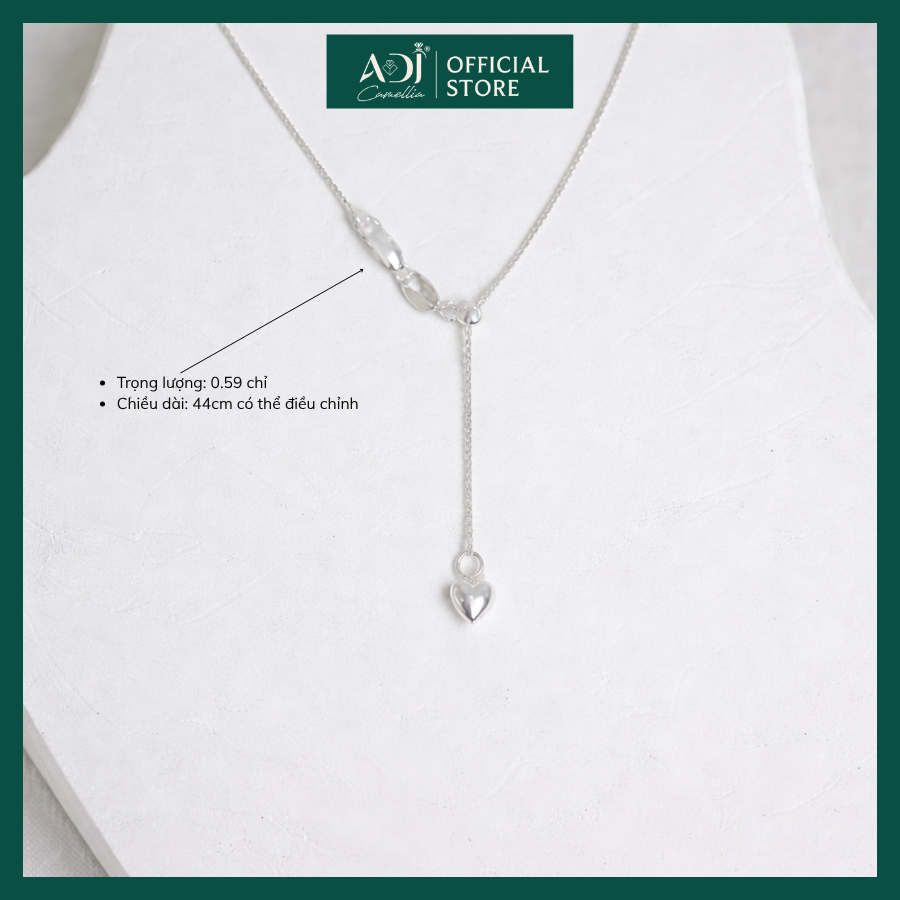 Dây Chuyền Nữ Bạc 925 ADJ Charm Trái Tim Dáng Y – Vòng Cổ Bạc S925 Cao Cấp Thanh Lịch, Trang Sức Nữ Quà Tặng SD146123AD