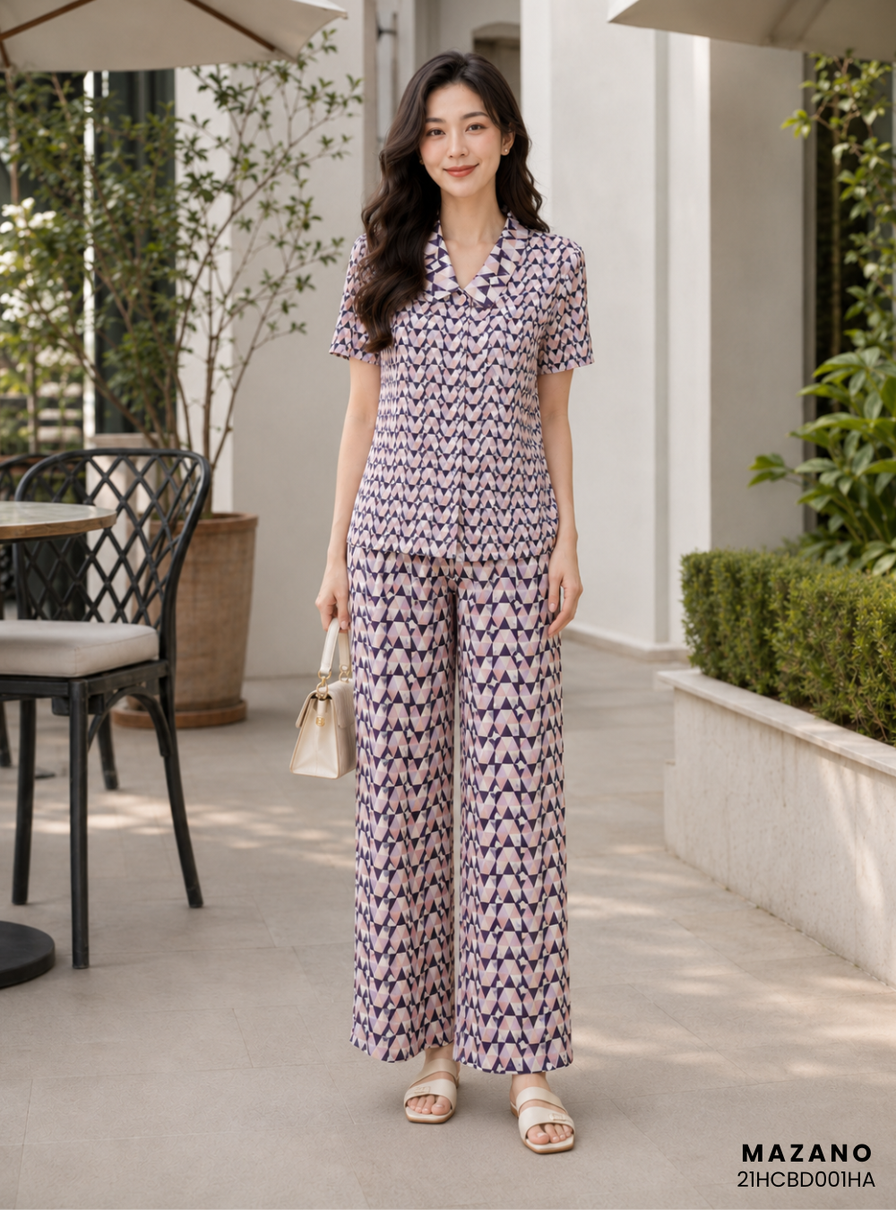 Bộ đồ Pijama lụa cộc tay ziczac