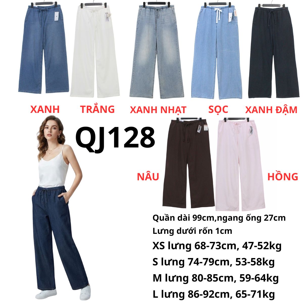 QJ128- Quần jeans lưng thun