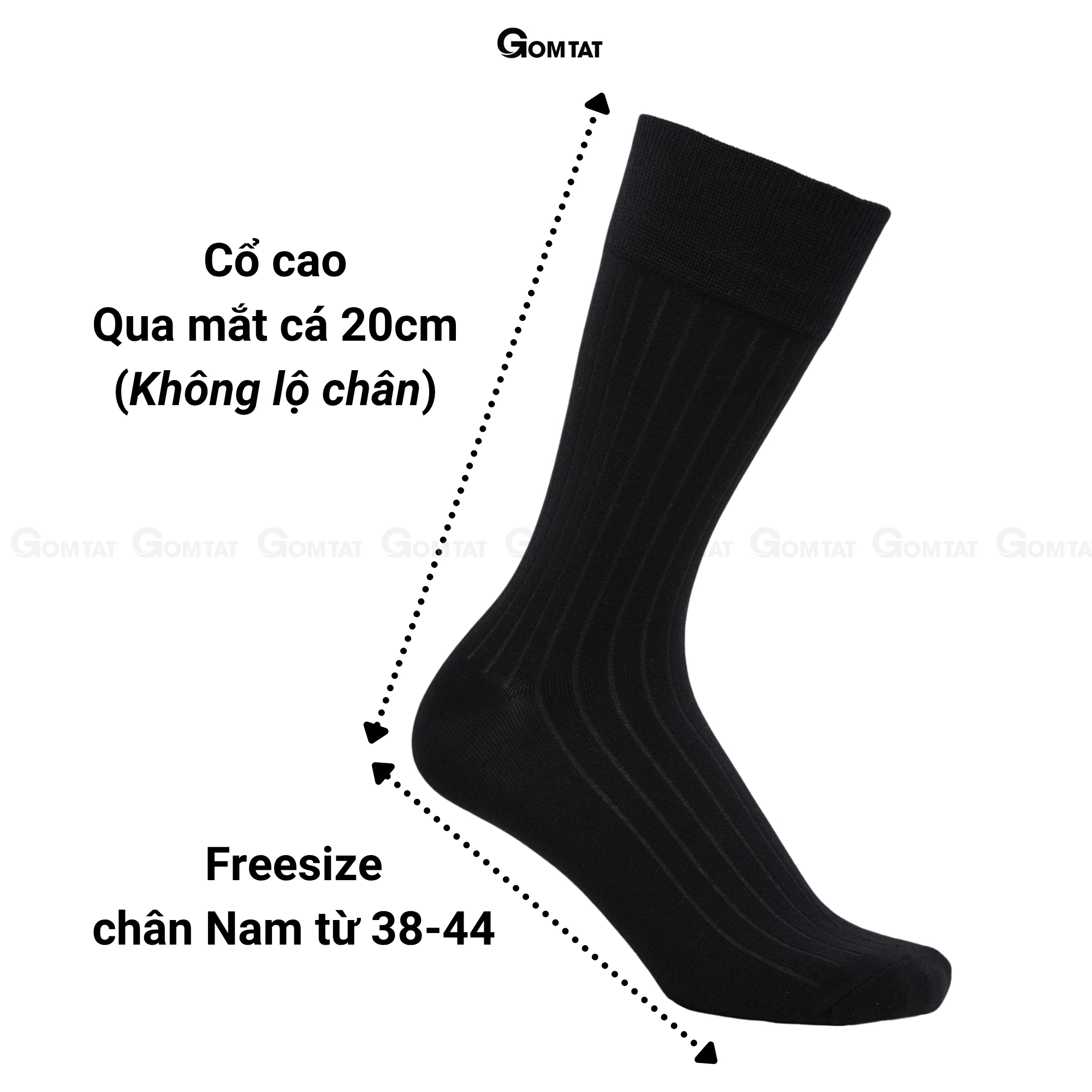 Hộp 5 đôi tất nam đi giày tây cao cổ GOMTAT gân chìm, vớ công sở nam thoáng khí LUX-TAYCHIM-DEN-CB5_thumbnail_7