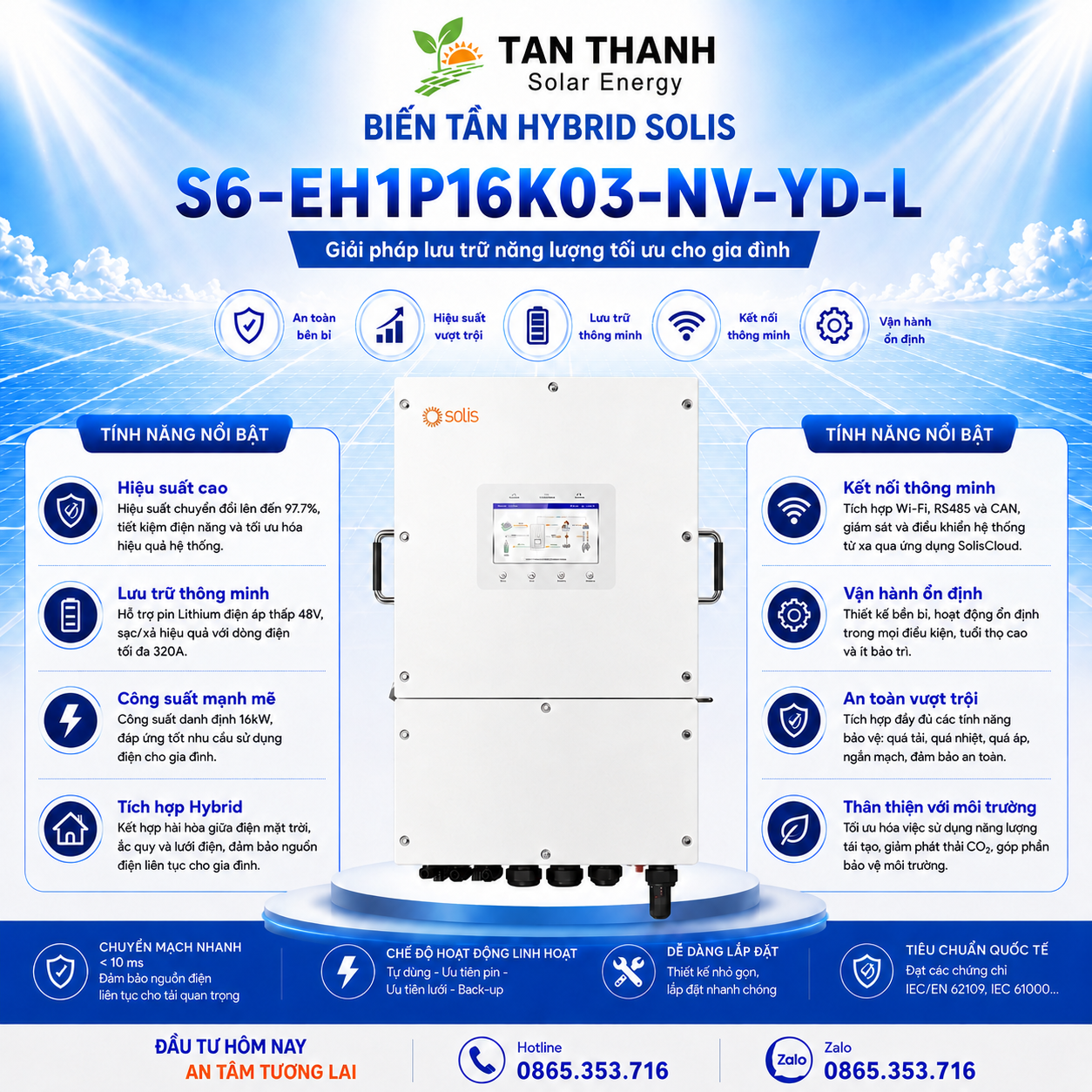 Solis S6-EH1P16K03-NV-YD-L 16kW 1 Pha