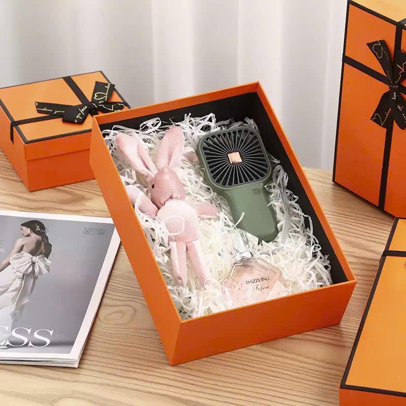 Hộp Quà Tặng Size 35x27x9 Cunbag Gắn Nơ Màu Cam Sang Trọng Thiết Kế Tinh Tế Dịp Sinh Nhật HCUN005_thumbnail_2