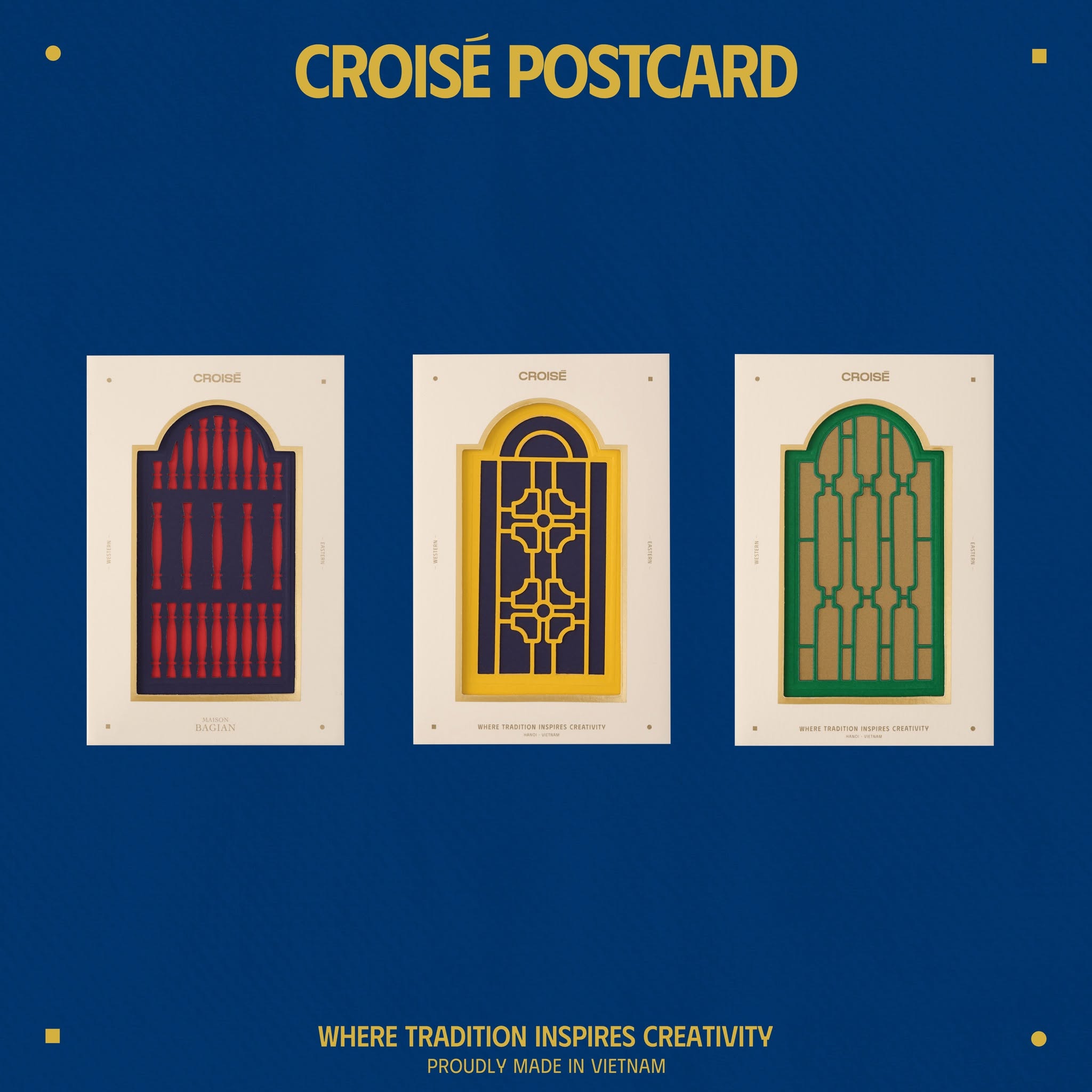 Postcard CROISÉ hoạ tiết cửa vòm Đông Dương – Maison Bagian – bìa cắt nổi 3D nghệ thuật, trang trí & quà tặng_thumbnail_2