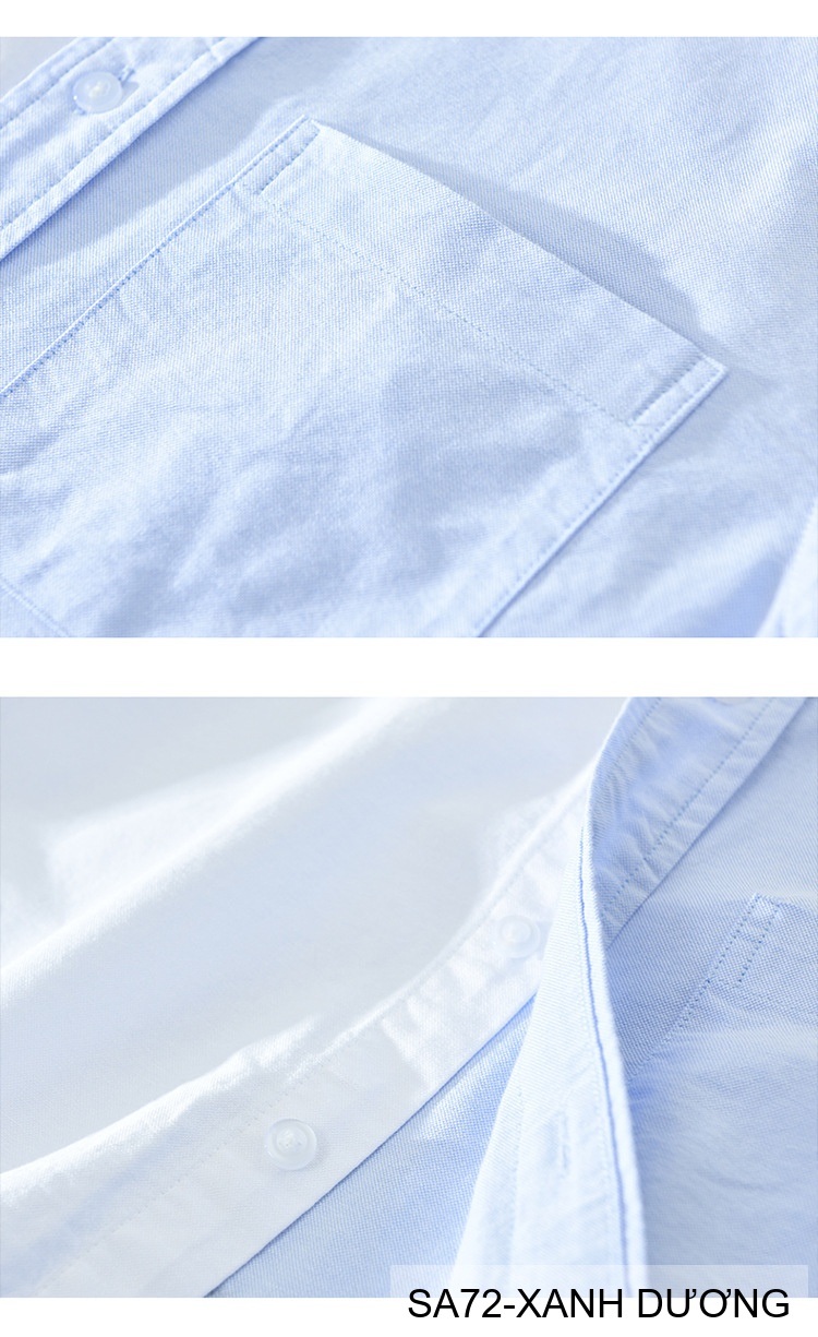 SA72 - Áo sơ mi dài tay phối màu xanh dương trắng phong cách Nhật, form rộng rãi, chất cotton mềm mại_thumbnail_5