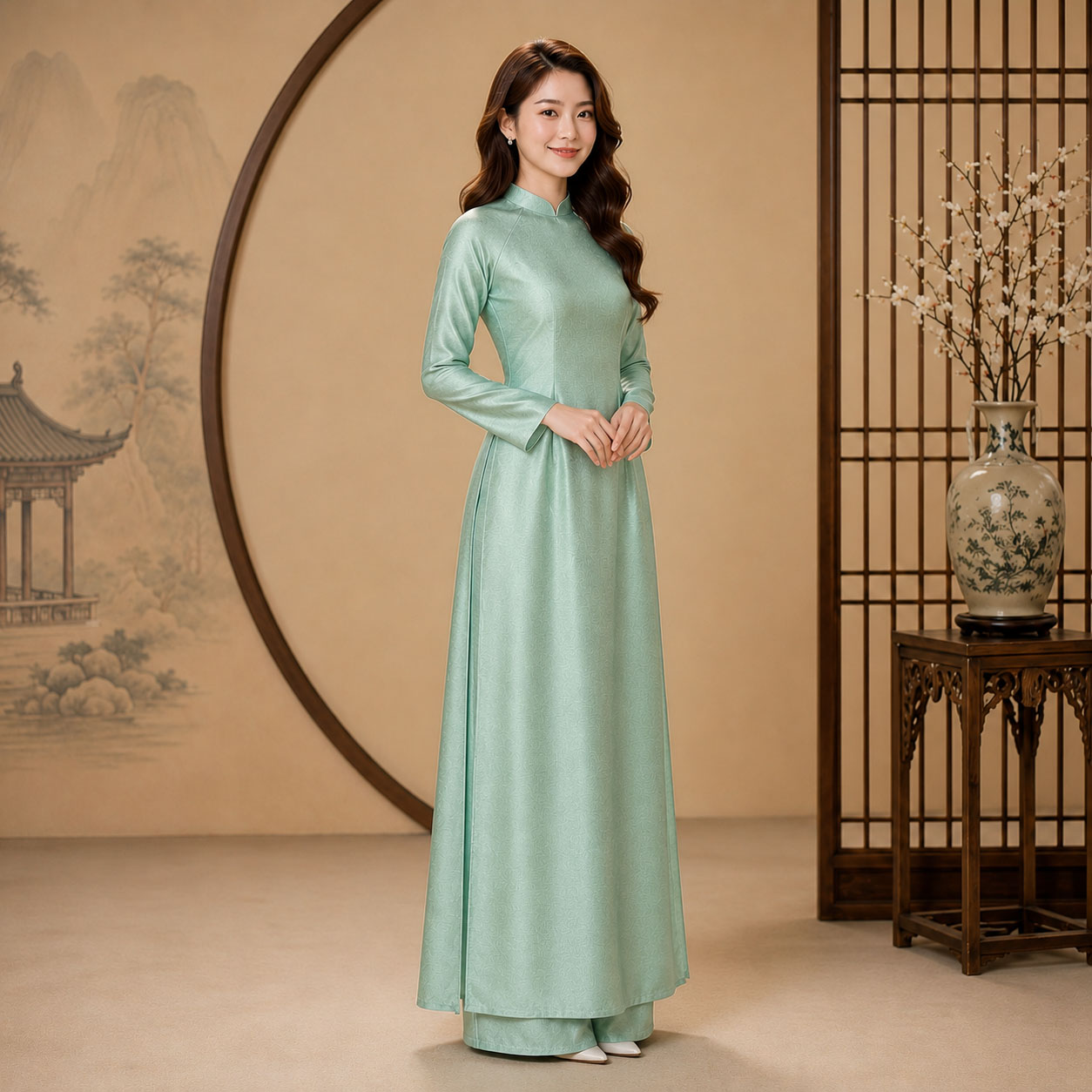 Áo Dài Truyền Thống Nữ Tằm Ánh Cao Cấp Nhiều Màu  TT26-01