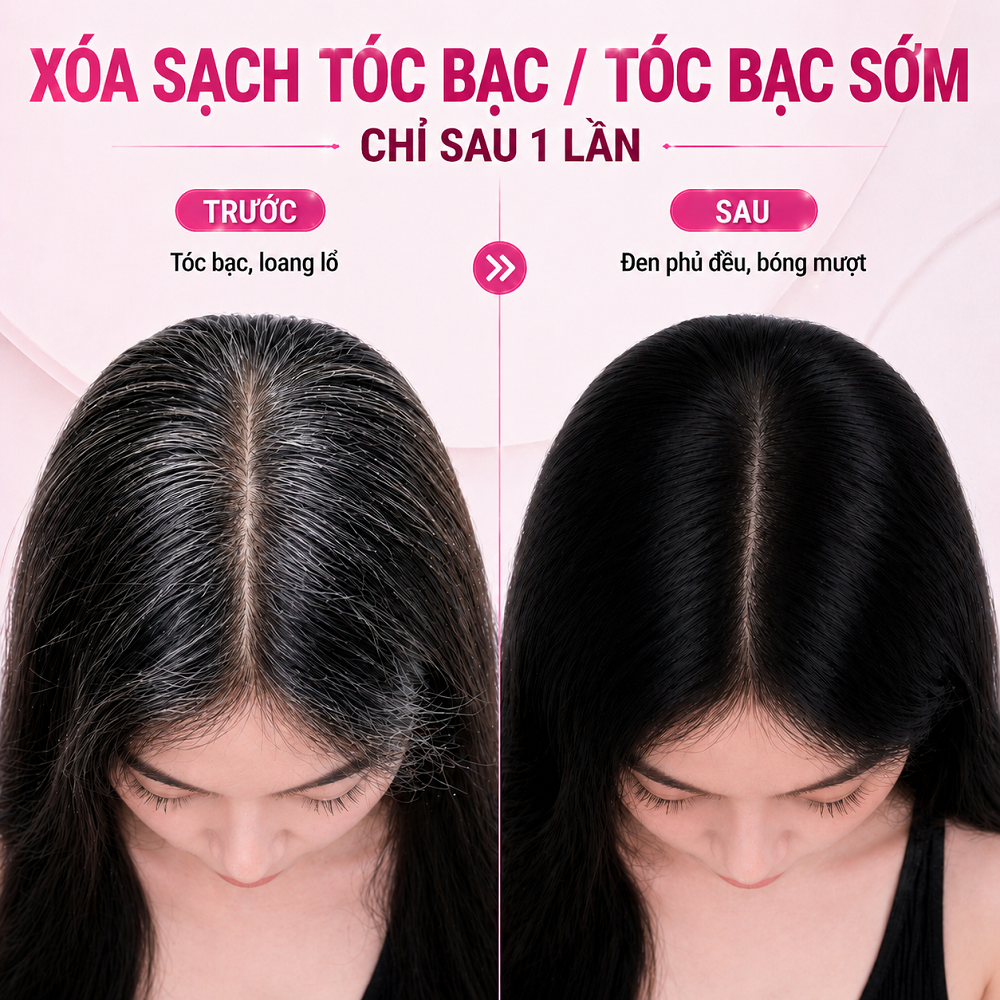 Thuốc Nhuộm Tóc Đen (Đen Tuyền / Tự Nhiên) - Phủ Bạc, Lấp Mọi Nền Tóc Cũ, Tặng Full Dụng Cụ_thumbnail_8