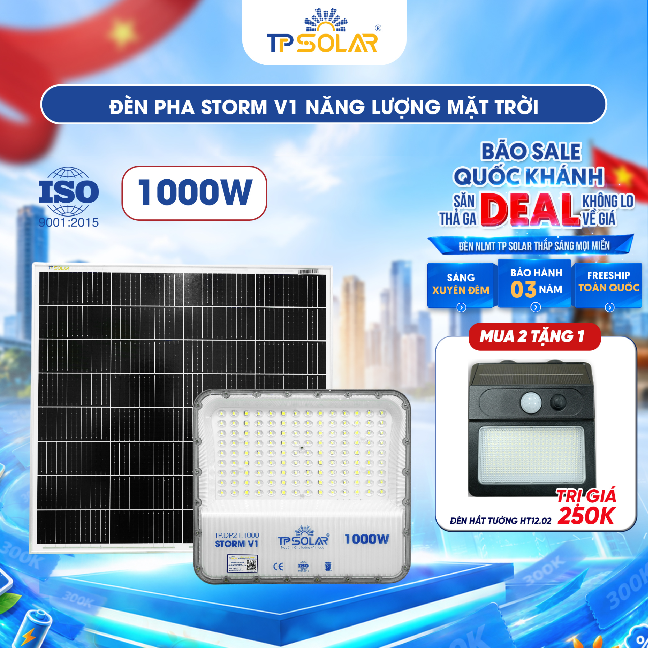 Đèn pha STORM V1 năng lượng mặt trời TP SOLAR PRO DP21