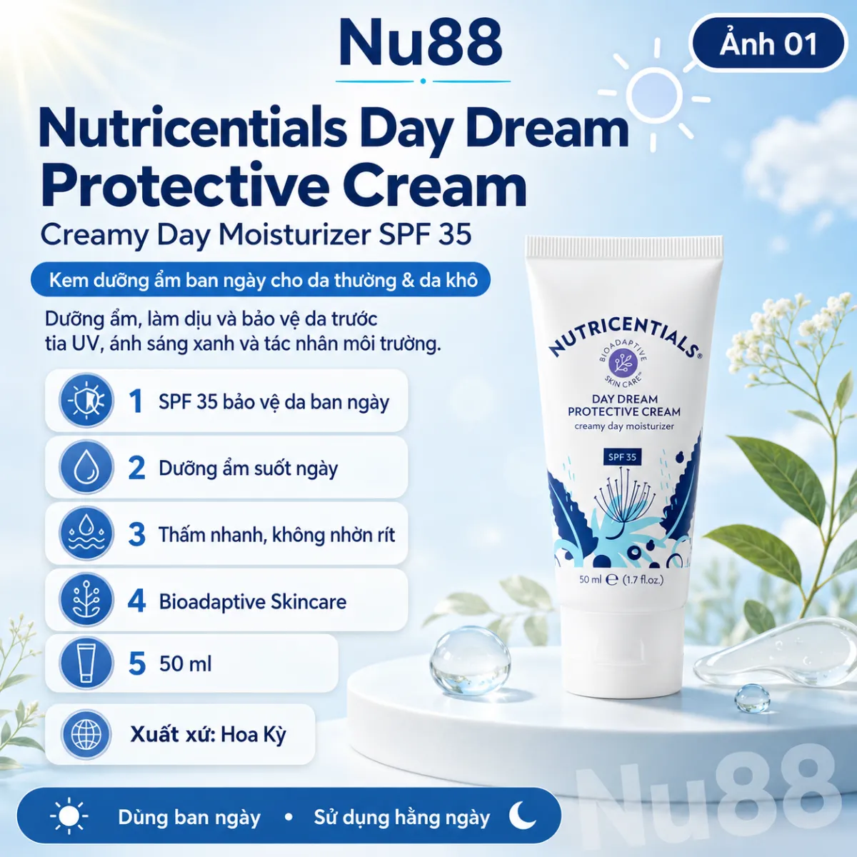 Kem Dưỡng Ẩm Ban Ngày Da Thường/ Da Khô Nutricentials Day Dream Protective Cream Creamy Day Moisturizer SPF 35_thumbnail_4