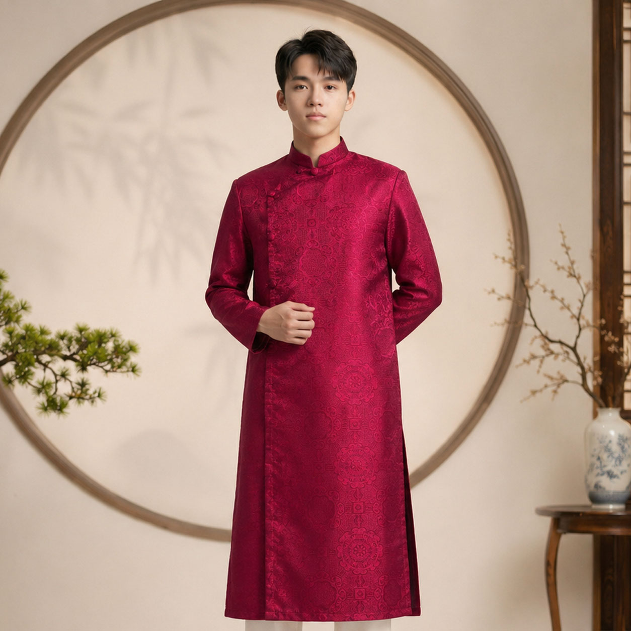 Áo Dài Nam Cách Tân Gấm Vân Cao Cấp Nhiều Màu Mặc Cưới Hỏi, Tết, Sự Kiện NA26-17_thumbnail_11