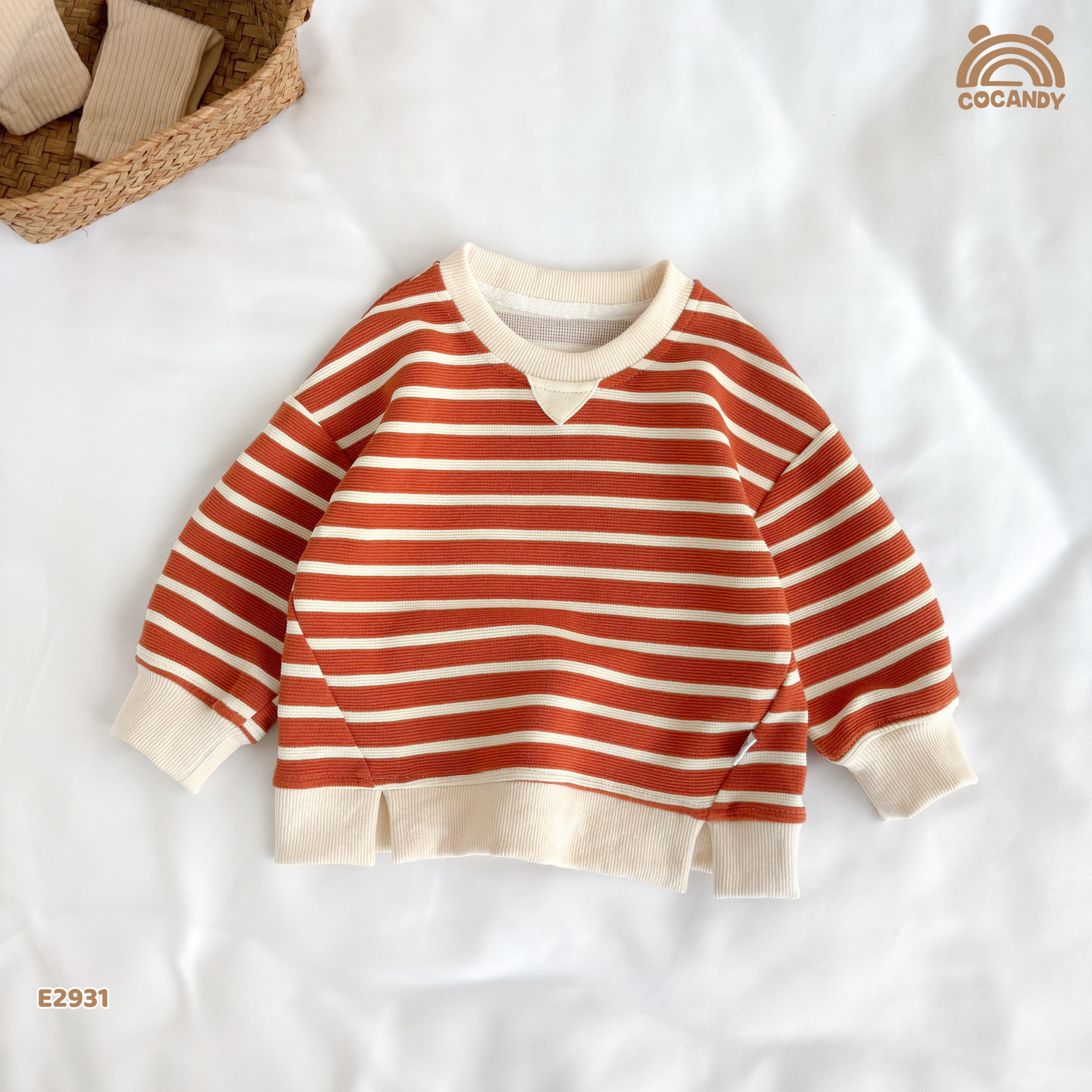 Áo dài nỉ kẻ CAM BE form sweater_thumbnail_3
