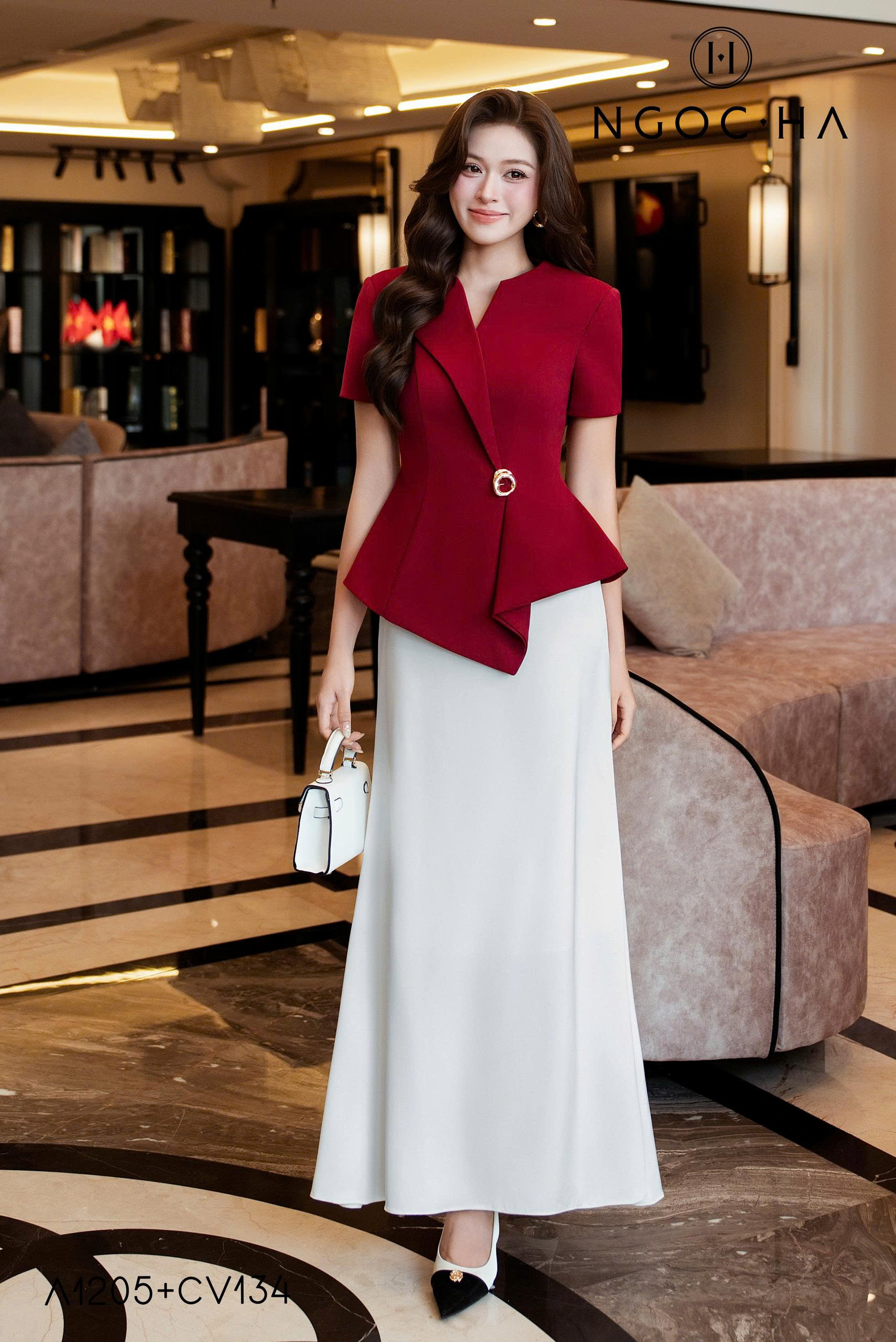 Lily Top_ Áo Xếp Nếp Đổ Vạt Màu Đỏ A1205_thumbnail_4