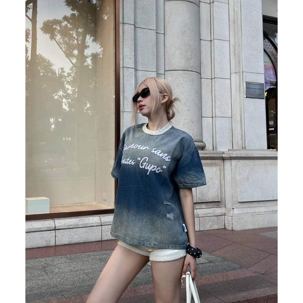 Áo Thun Denim Wash Limitless Club GUPO Form Boxy Unisex Local Brand – ATJ01