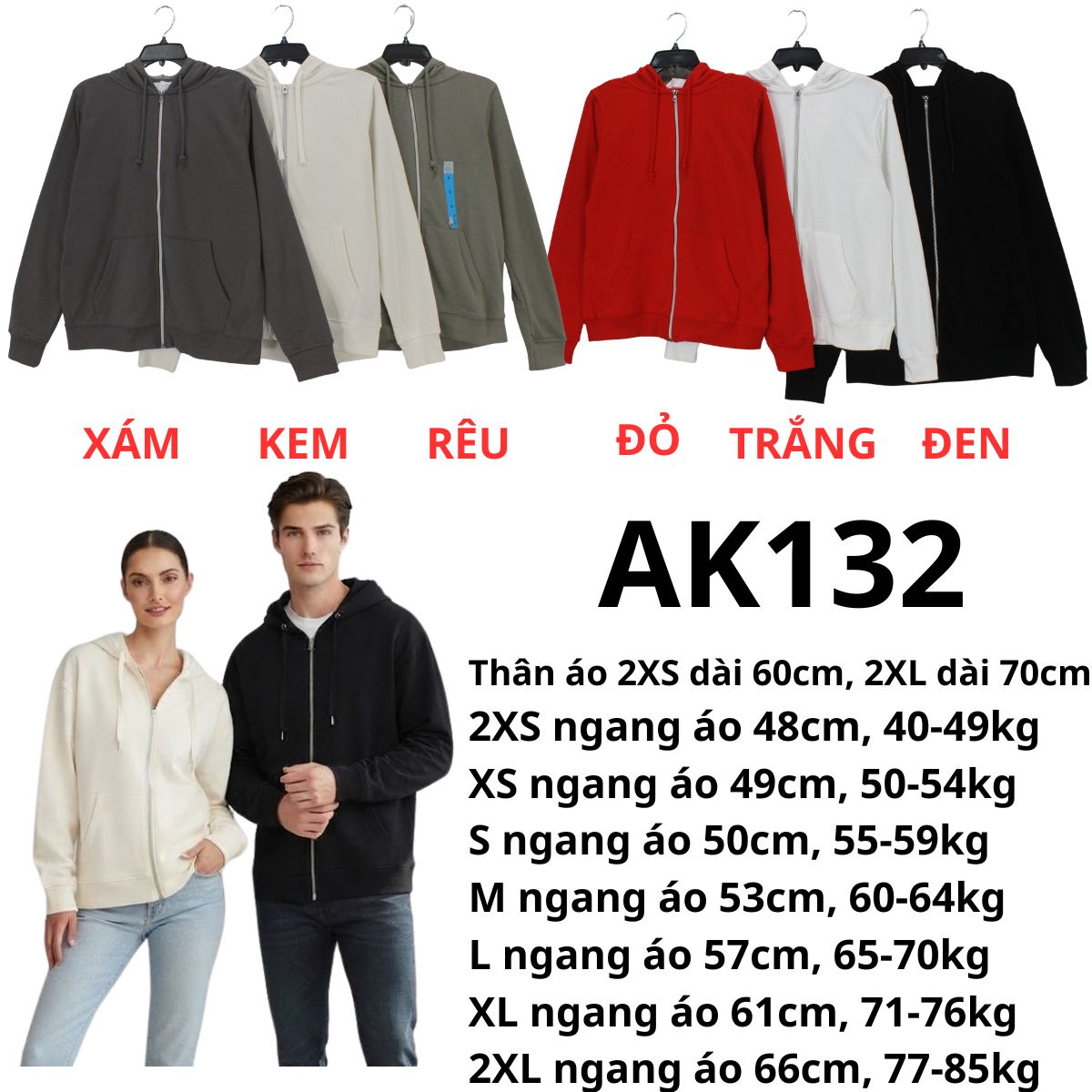 AK132 Áo Khoác Nam-Nữ