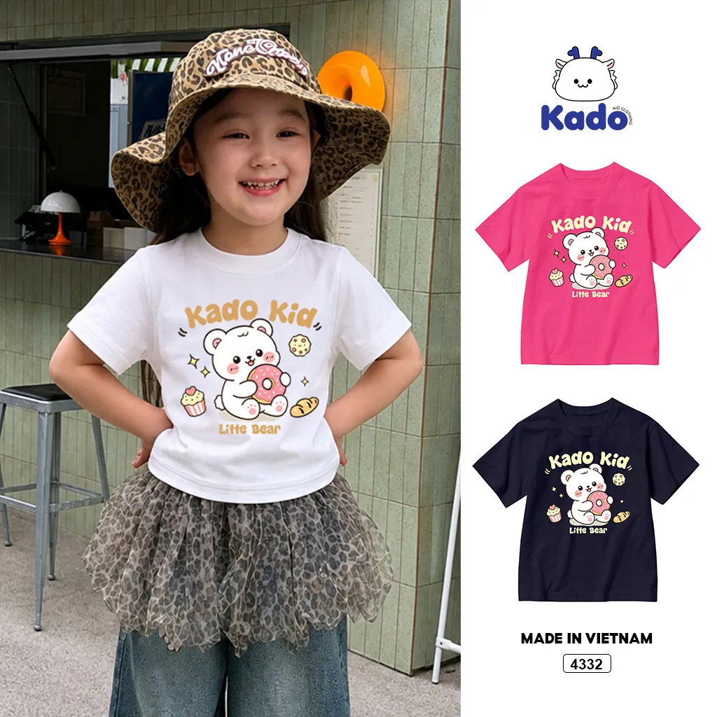 Áo thun bé gái form rộng Little Bear Kado 4332